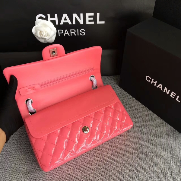 Chanel Flap Shoulder Bags Pink Original Patent Leather CF1112 Silver Chanel Flap Shoulder Bags Pink Original Patent Leather CF1112 Silver