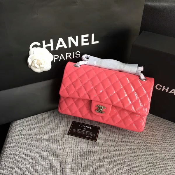 Chanel Flap Shoulder Bags Pink Original Patent Leather CF1112 Silver Chanel Flap Shoulder Bags Pink Original Patent Leather CF1112 Silver