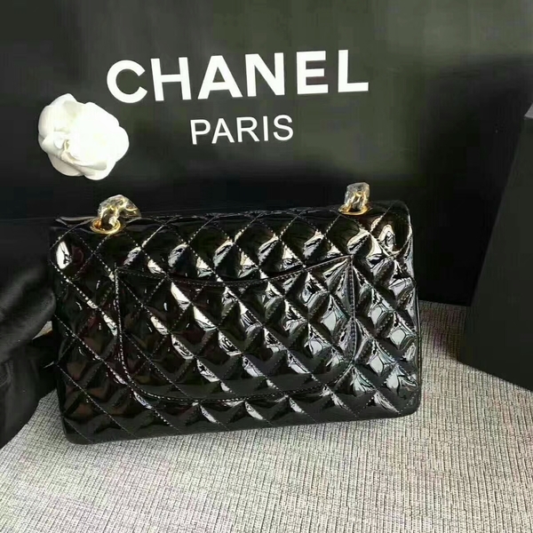 Chanel Flap Shoulder Bags Black Original Patent Leather CF1112 Gold Chanel Flap Shoulder Bags Black Original Patent Leather CF1112 Gold