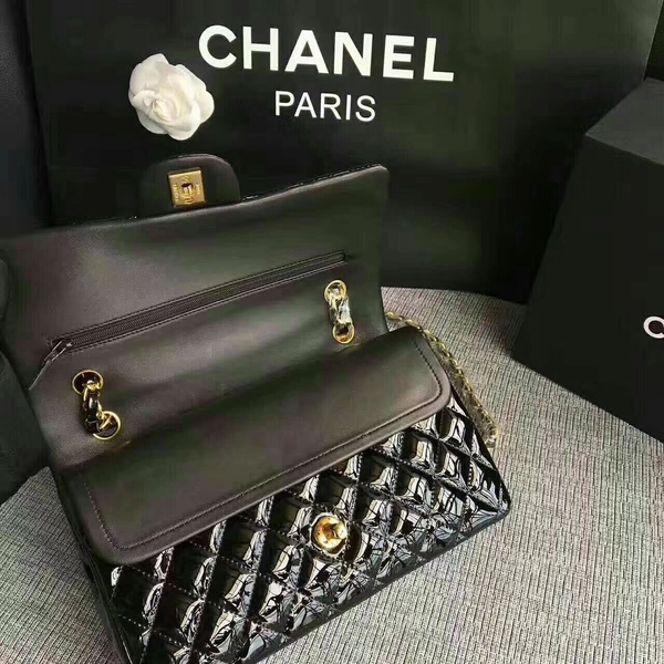 Chanel Flap Shoulder Bags Black Original Patent Leather CF1112 Gold Chanel Flap Shoulder Bags Black Original Patent Leather CF1112 Gold
