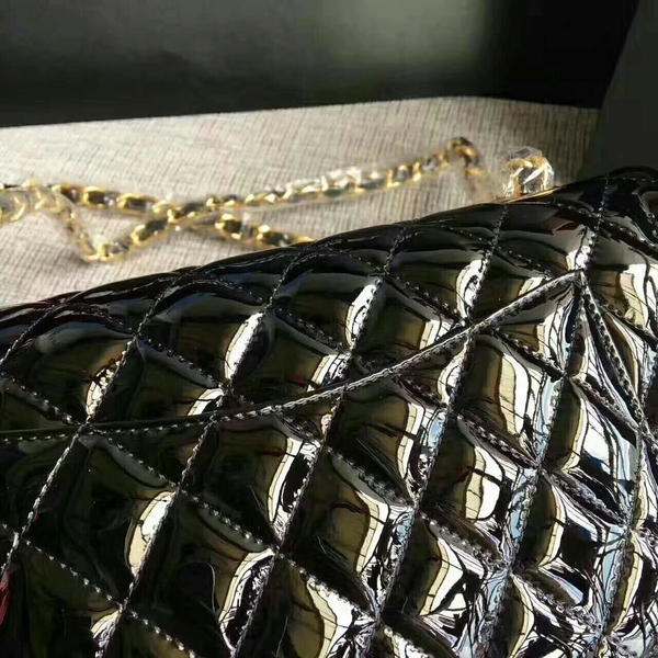 Chanel Flap Shoulder Bags Black Original Patent Leather CF1112 Gold Chanel Flap Shoulder Bags Black Original Patent Leather CF1112 Gold
