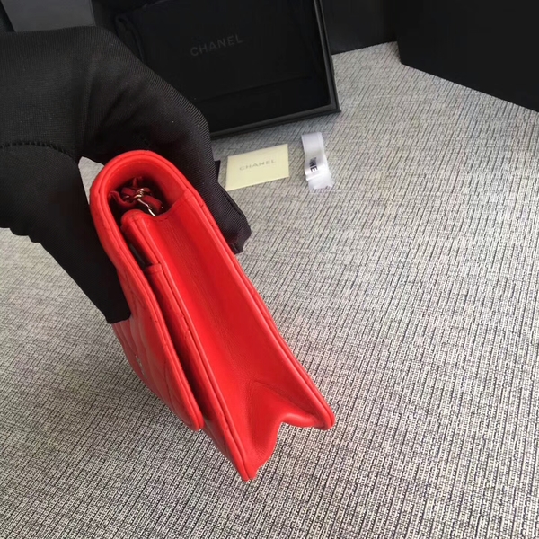 Chanel WOC Flap Bag Red Original Sheepskin Leather 33814 Silver Chanel WOC Flap Bag Red Original Sheepskin Leather 33814 Silver