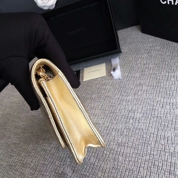 Chanel WOC Flap Bag Original Sheepskin Leather 33814A Glod Chanel WOC Flap Bag Original Sheepskin Leather 33814A Glod