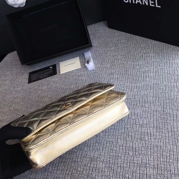 Chanel WOC Flap Bag Original Sheepskin Leather 33814A Glod Chanel WOC Flap Bag Original Sheepskin Leather 33814A Glod