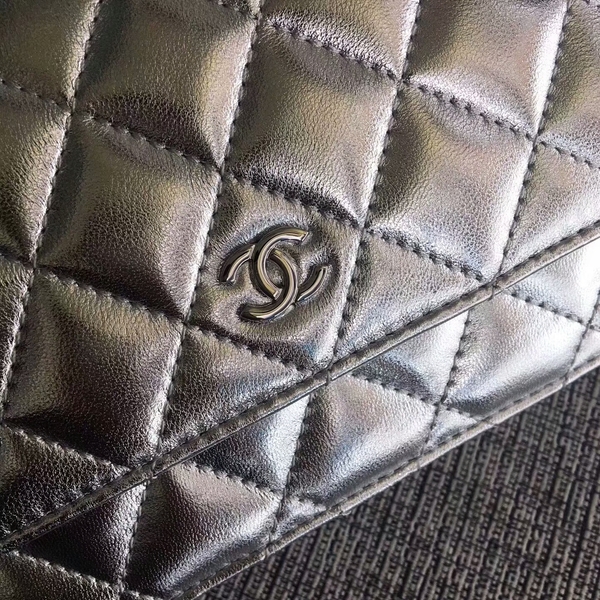 Chanel WOC Flap Bag Original Sheepskin Leather 33814B Silver Chanel WOC Flap Bag Original Sheepskin Leather 33814B Silver