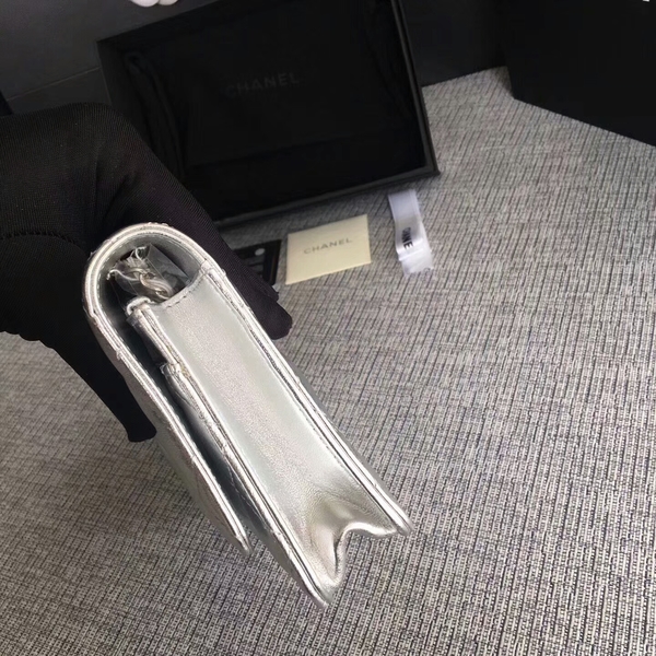 Chanel WOC Flap Bag Original Sheepskin Leather 33814B Silver Chanel WOC Flap Bag Original Sheepskin Leather 33814B Silver