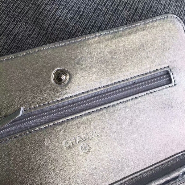 Chanel WOC Flap Bag Original Sheepskin Leather 33814B Silver Chanel WOC Flap Bag Original Sheepskin Leather 33814B Silver