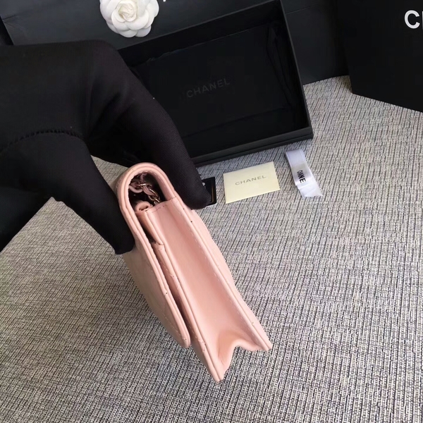 Chanel WOC Flap Bag Light Pink Original Sheepskin Leather 33814 Silver Chanel WOC Flap Bag Light Pink Original Sheepskin Leather 33814 Silver