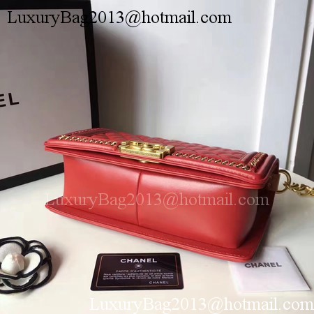 Boy Chanel Top Handle Flap Bag Original Sheepskin Leather A94804 Red Boy Chanel Top Handle Flap Bag Original Sheepskin Leather A94804 Red