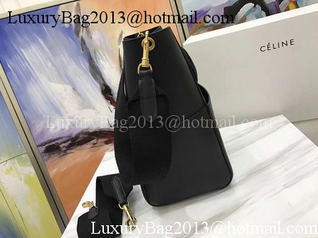 CELINE Sangle Seau Bag in Litchi Leather C3371 Black CELINE Sangle Seau Bag in Litchi Leather C3371 Black