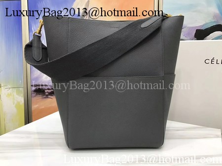 CELINE Sangle Seau Bag in Litchi Leather C3371 Grey CELINE Sangle Seau Bag in Litchi Leather C3371 Grey