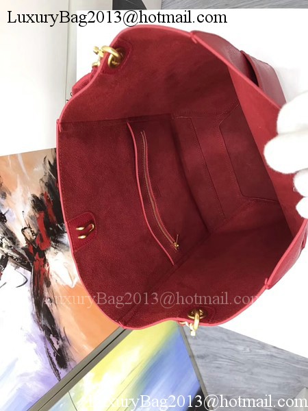 CELINE Sangle Seau Bag in Litchi Leather C3371 Red CELINE Sangle Seau Bag in Litchi Leather C3371 Red