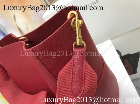 CELINE Sangle Seau Bag in Litchi Leather C3371 Red CELINE Sangle Seau Bag in Litchi Leather C3371 Red