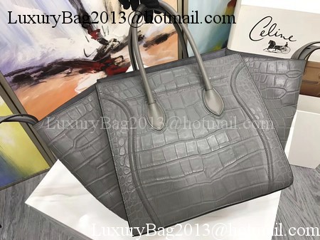 Celine Luggage Phantom Tote Bag Croco Leather CT3372 Grey Celine Luggage Phantom Tote Bag Croco Leather CT3372 Grey
