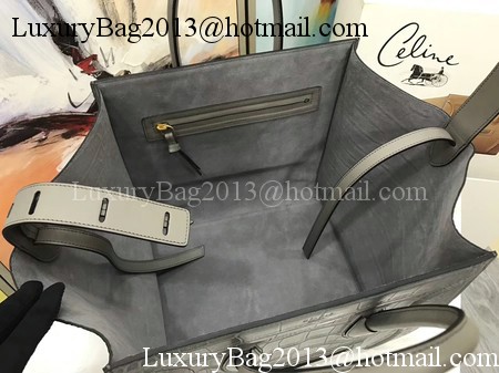 Celine Luggage Phantom Tote Bag Croco Leather CT3372 Grey Celine Luggage Phantom Tote Bag Croco Leather CT3372 Grey