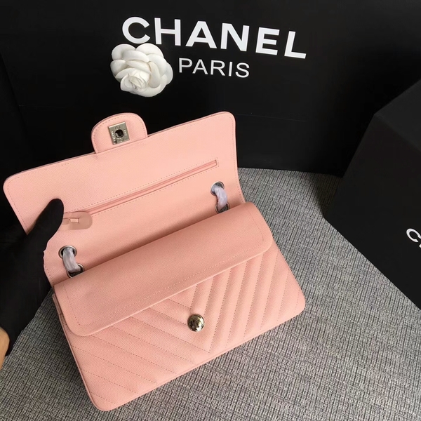 Chanel Flap Shoulder Bags Pink Original Calfskin Leather CF1112 Silver Chanel Flap Shoulder Bags Pink Original Calfskin Leather CF1112 Silver