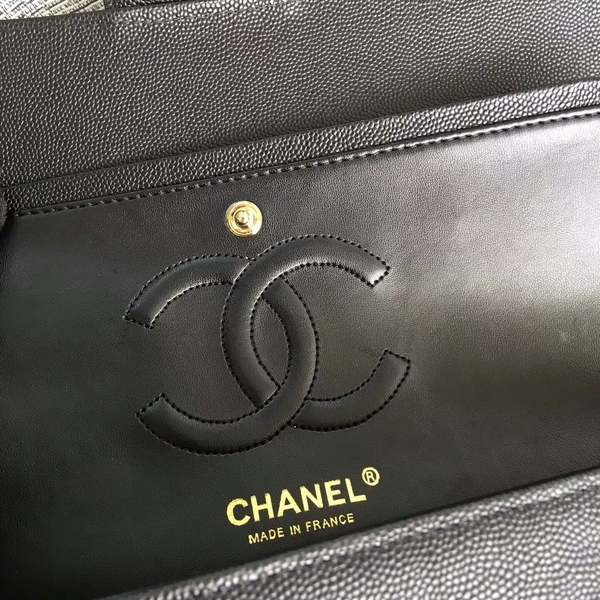 Chanel Flap Shoulder Bags Black Original Calfskin Leather CF1112 Gold Chanel Flap Shoulder Bags Black Original Calfskin Leather CF1112 Gold