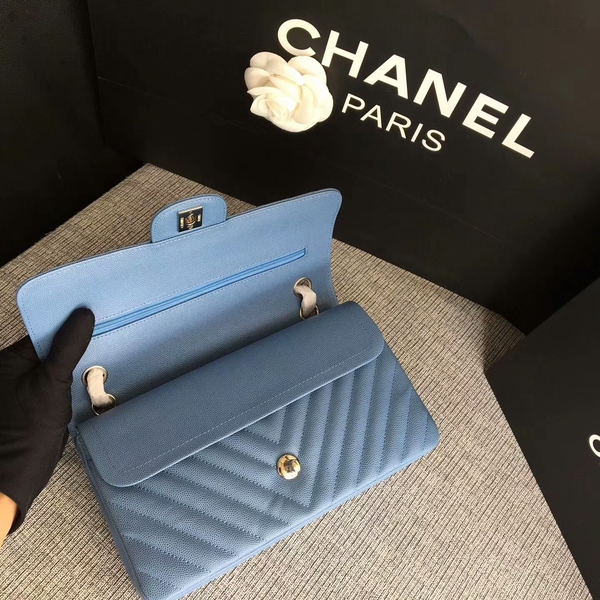 Chanel Flap Shoulder Bags Skyblue Original Calfskin Leather CF1112 Silver Chanel Flap Shoulder Bags Skyblue Original Calfskin Leather CF1112 Silver