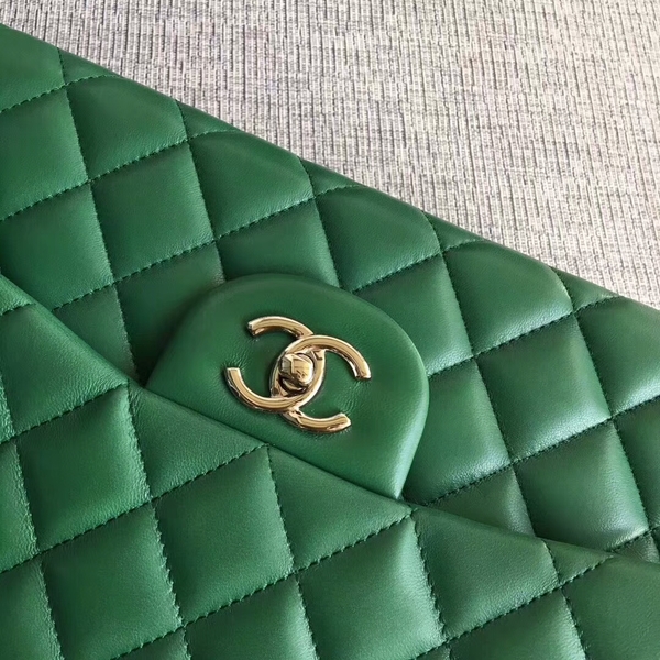 Chanel Flap Shoulder Bags Green Original Lambskin Leather CF1113 Silver Chanel Flap Shoulder Bags Green Original Lambskin Leather CF1113 Silver