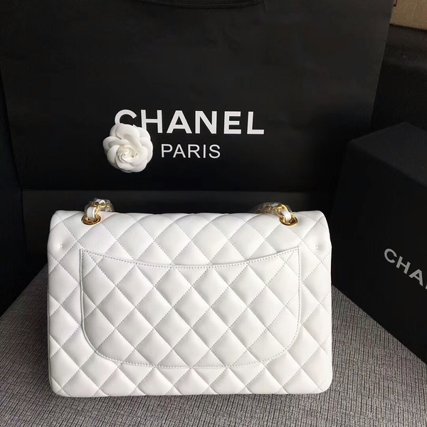 Chanel Flap Shoulder Bags White Original Lambskin Leather CF1113 Glod Chanel Flap Shoulder Bags White Original Lambskin Leather CF1113 Glod