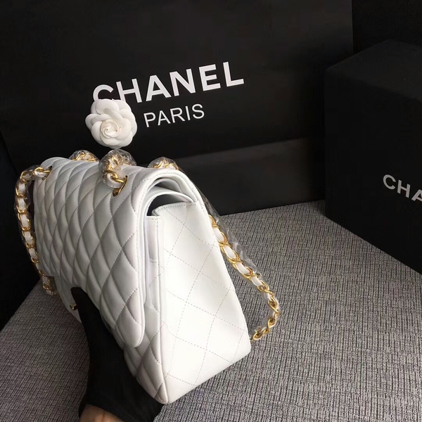 Chanel Flap Shoulder Bags White Original Lambskin Leather CF1113 Glod Chanel Flap Shoulder Bags White Original Lambskin Leather CF1113 Glod