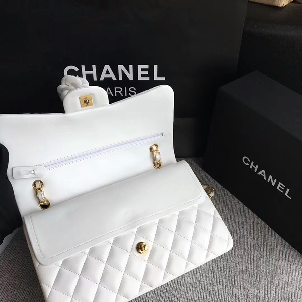 Chanel Flap Shoulder Bags White Original Lambskin Leather CF1113 Glod Chanel Flap Shoulder Bags White Original Lambskin Leather CF1113 Glod