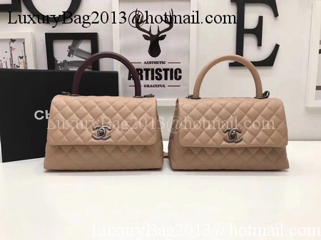 Chanel Classic Top Handle Bag Apricot Original Leather A92991 Silver Chanel Classic Top Handle Bag Apricot Original Leather A92991 Silver