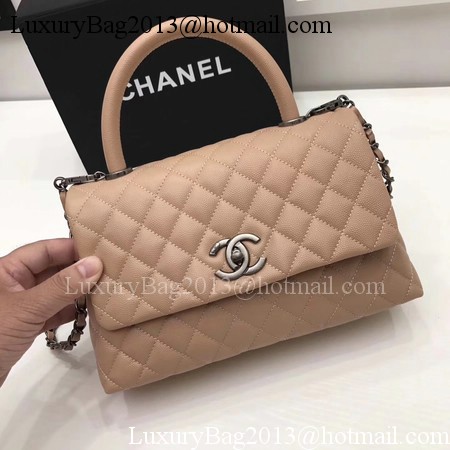 Chanel Classic Top Handle Bag Apricot Original Leather A92991 Silver Chanel Classic Top Handle Bag Apricot Original Leather A92991 Silver