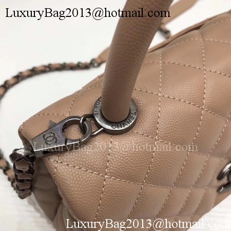 Chanel Classic Top Handle Bag Apricot Original Leather A92991 Silver Chanel Classic Top Handle Bag Apricot Original Leather A92991 Silver