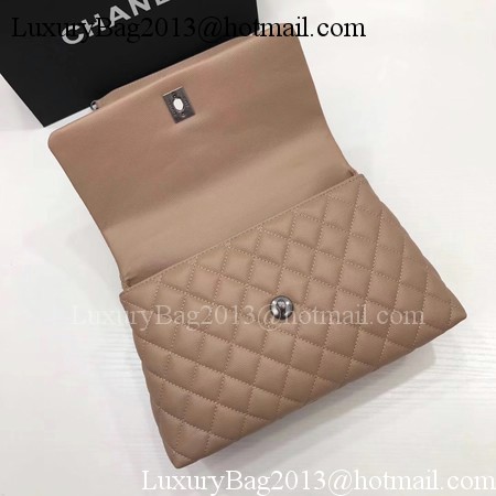 Chanel Classic Top Handle Bag Apricot Original Leather A92991 Silver Chanel Classic Top Handle Bag Apricot Original Leather A92991 Silver