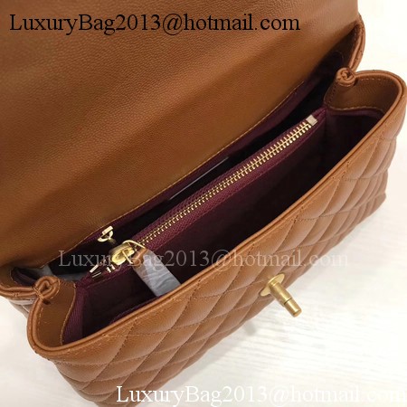 Chanel Classic Top Handle Bag Brown Original Leather A92991 Gold Chanel Classic Top Handle Bag Brown Original Leather A92991 Gold