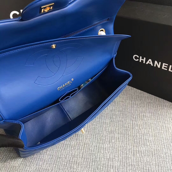 Chanel Flap Shoulder Bags Blue Original Lambskin Leather CF1113 Glod Chanel Flap Shoulder Bags Blue Original Lambskin Leather CF1113 Glod