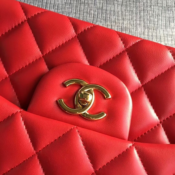 Chanel Flap Shoulder Bags Red Original Lambskin Leather CF1113 Glod Chanel Flap Shoulder Bags Red Original Lambskin Leather CF1113 Glod
