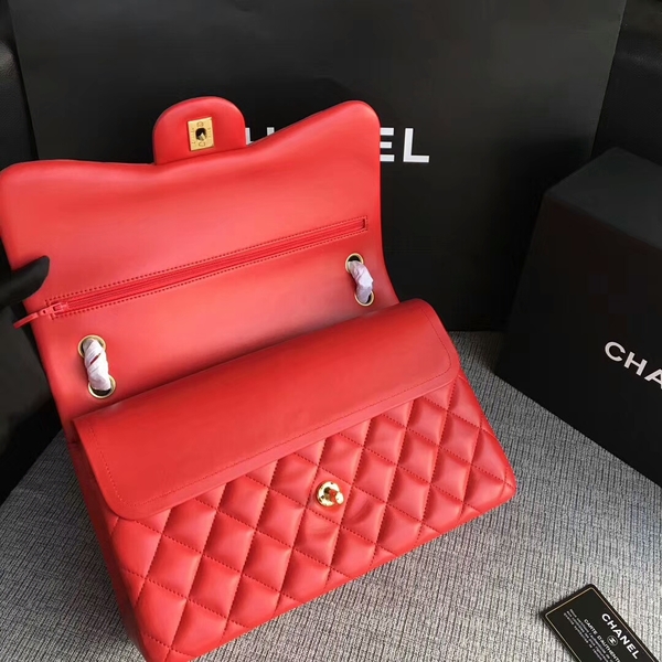 Chanel Flap Shoulder Bags Red Original Lambskin Leather CF1113 Glod Chanel Flap Shoulder Bags Red Original Lambskin Leather CF1113 Glod