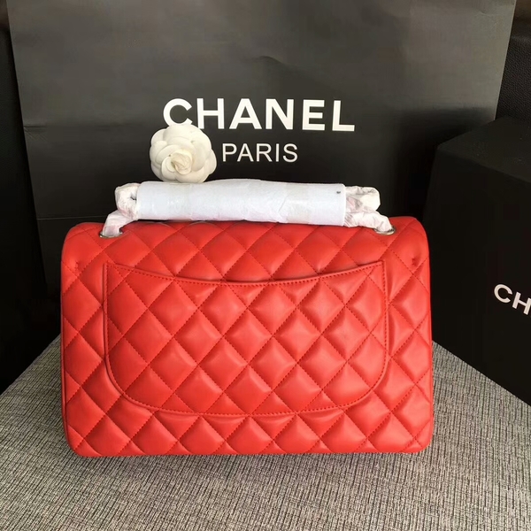 Chanel Flap Shoulder Bags Red Original Lambskin Leather CF1113 Silver Chanel Flap Shoulder Bags Red Original Lambskin Leather CF1113 Silver