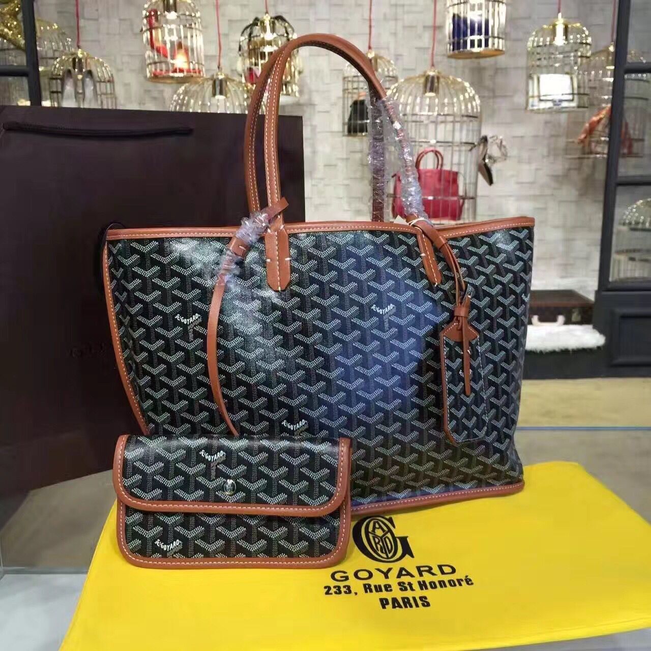 Goyard Y Doodling Calfskin Leather Tote Bag 7901 Brown Goyard Y Doodling Calfskin Leather Tote Bag 7901 Brown