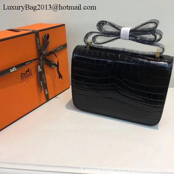 Hermes Constance Bag Croco Leather H9978C Black Hermes Constance Bag Croco Leather H9978C Black