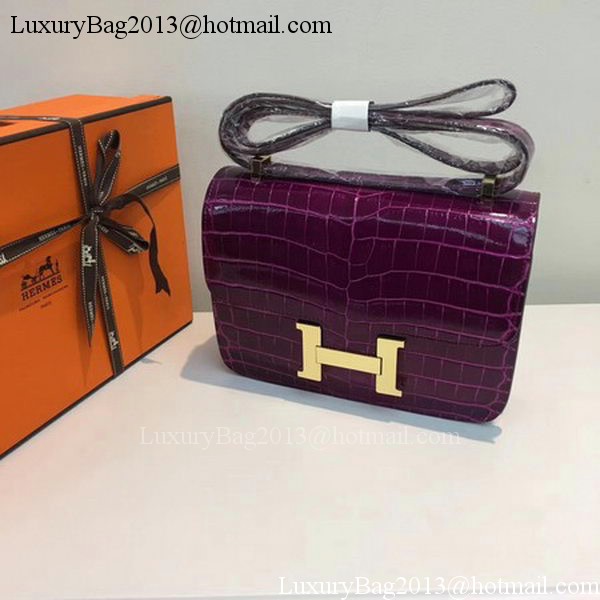 Hermes Constance Bag Croco Leather H9978C Purple Hermes Constance Bag Croco Leather H9978C Purple