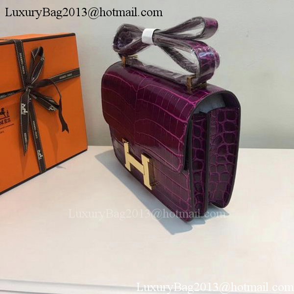 Hermes Constance Bag Croco Leather H9978C Purple Hermes Constance Bag Croco Leather H9978C Purple