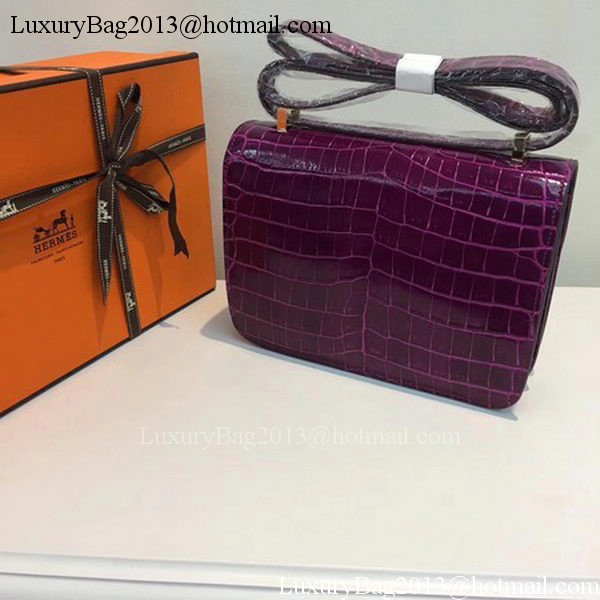 Hermes Constance Bag Croco Leather H9978C Purple Hermes Constance Bag Croco Leather H9978C Purple