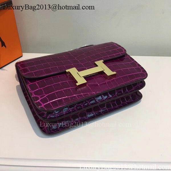 Hermes Constance Bag Croco Leather H9978C Purple Hermes Constance Bag Croco Leather H9978C Purple