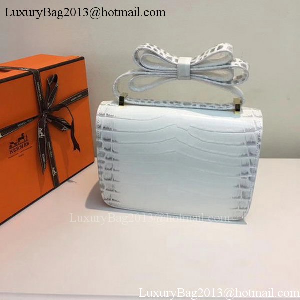 Hermes Constance Bag Croco Leather H9978C White Hermes Constance Bag Croco Leather H9978C White