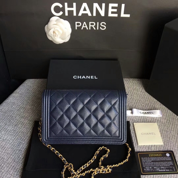 Boy Chanel WOC Flap Bag Original Calfskin Leather CHA6040 Blue Boy Chanel WOC Flap Bag Original Calfskin Leather CHA6040 Blue