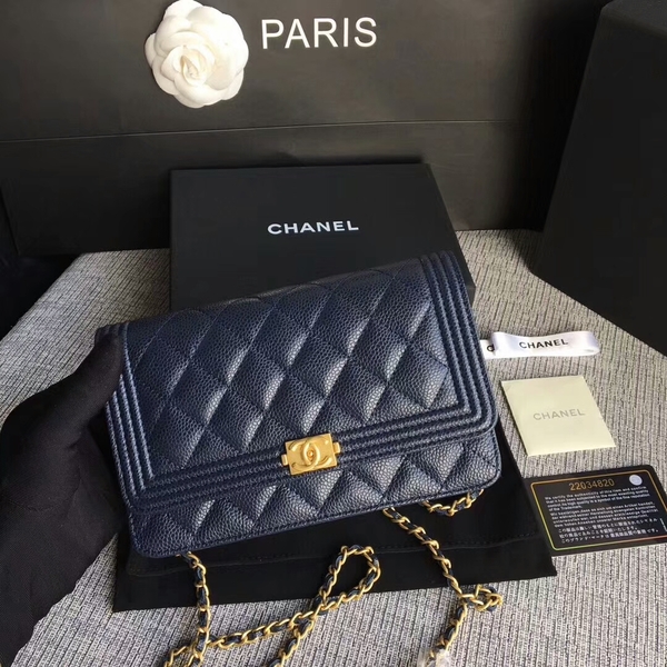 Boy Chanel WOC Flap Bag Original Calfskin Leather CHA6040 Blue Boy Chanel WOC Flap Bag Original Calfskin Leather CHA6040 Blue