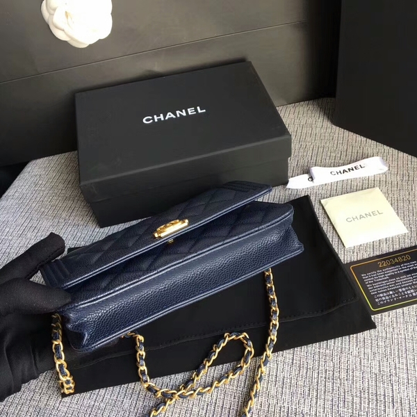 Boy Chanel WOC Flap Bag Original Calfskin Leather CHA6040 Blue Boy Chanel WOC Flap Bag Original Calfskin Leather CHA6040 Blue