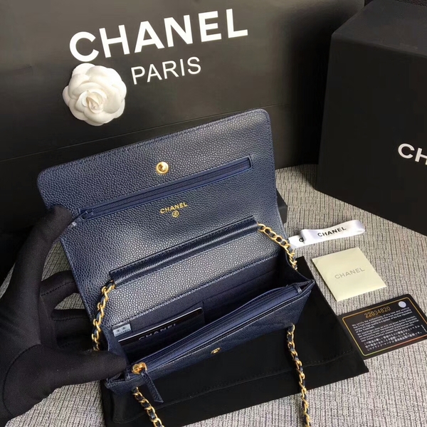 Boy Chanel WOC Flap Bag Original Calfskin Leather CHA6040 Blue Boy Chanel WOC Flap Bag Original Calfskin Leather CHA6040 Blue
