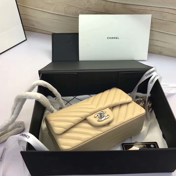 Chanel Classic Flap Bags Camel Original Sheepskin Leather 1116 Silver Chanel Classic Flap Bags Camel Original Sheepskin Leather 1116 Silver