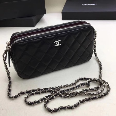 Chanel Shoulder Bag Black Sheepskin Leather CHA6845 Silver Chanel Shoulder Bag Black Sheepskin Leather CHA6845 Silver