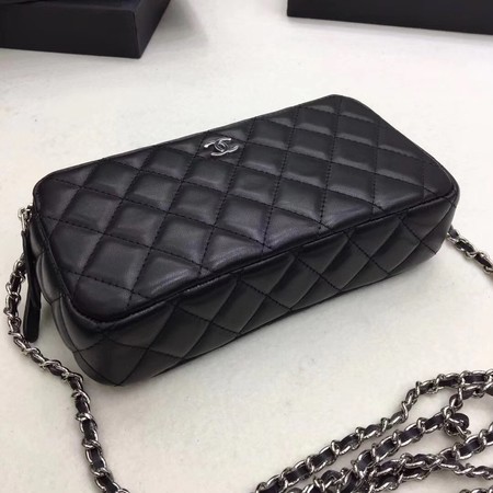 Chanel Shoulder Bag Black Sheepskin Leather CHA6845 Silver Chanel Shoulder Bag Black Sheepskin Leather CHA6845 Silver
