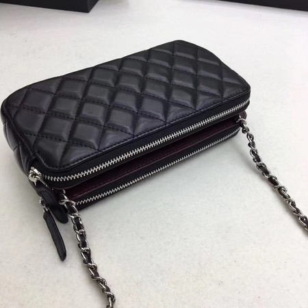 Chanel Shoulder Bag Black Sheepskin Leather CHA6845 Silver Chanel Shoulder Bag Black Sheepskin Leather CHA6845 Silver